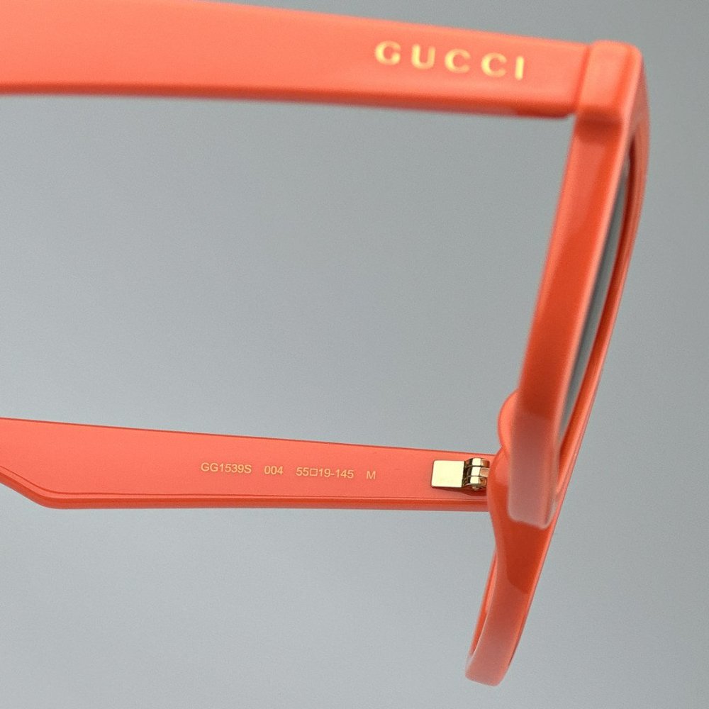 Gucci GG1539S 004 BRAND NEW Sunglasses Orange Brown Unisex Rectangle - Picture 11 of 12